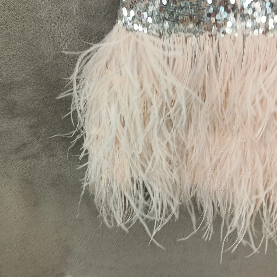 $230 Nuevo Vestido de Fiesta ZOE LTD Niñas Lentejuelas Adornado Rosa Pluma Talla 12 Foto 4 de 4