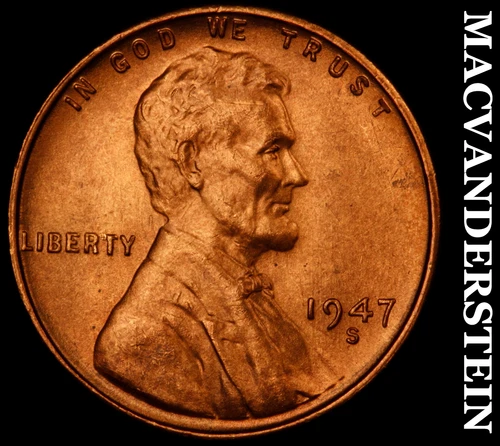 1947-S Lincoln Wheat Cent-Choice Gem BU Red Lustrous No Reserve #i6556