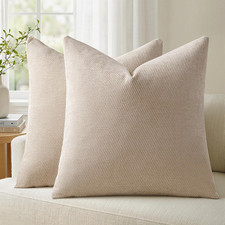 Decorative Chenille Pillow Covers 18x18 Inch Set of 2 for Sofa Living Room Bed