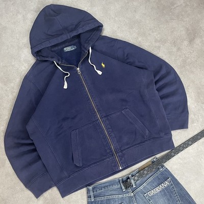   Polo Ralph Lauren Zip Hoodie | Größe XXL | Old Money | Strickjacke Blau Gelb 