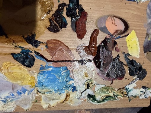 vintage Oil Paint Artist Wood painters palette