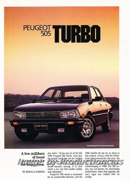 1986 Peugeot 505 Turbo Original Car Review Print Article J689 | eBay