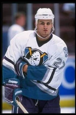 Mike Leclerc Anaheim Mighty Ducks looks on the Pittsburgh Penguins- Old Photo