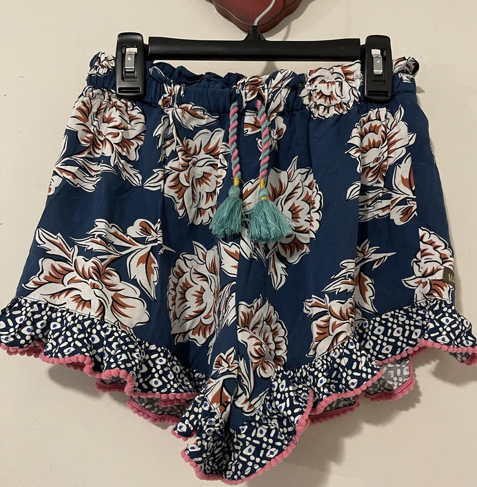 Matilda Jane Girls Size 12 Blue Floral Pull-On Rayon Flowy Shorts! A5478 - Image 2 of 4