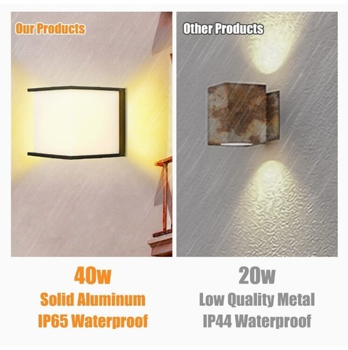 Outdoor Modern Wall Light, Waterproof Metal Wall Sconce, 40W E26 Base - Picture 6 of 6