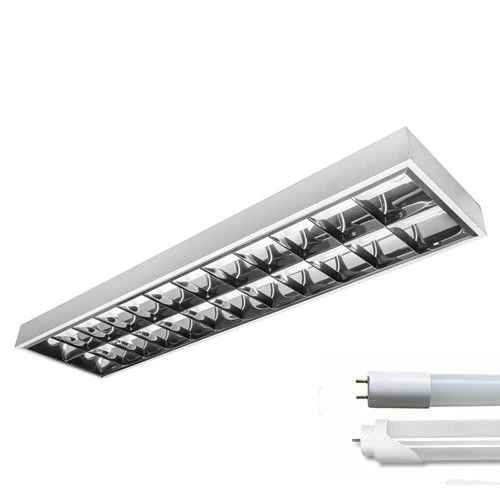 AMSLIGHT LED Rasterleuchte Empty 2x150cm T8 Anbau Bürolampe LED Tube Röhren