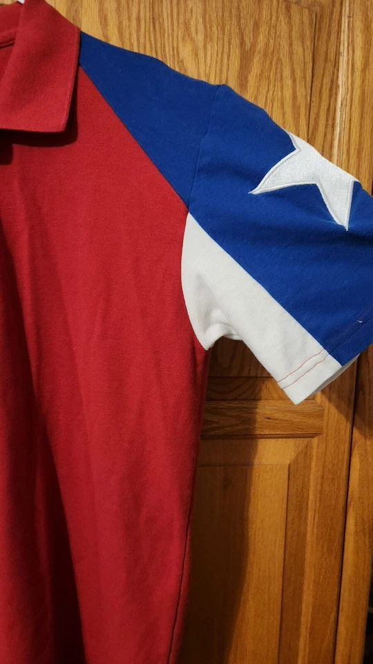 Polo Hombre Rojo Blanco Azul Med. Xact Expressions Cotton Texas Star State Fair Foto 4 de 4