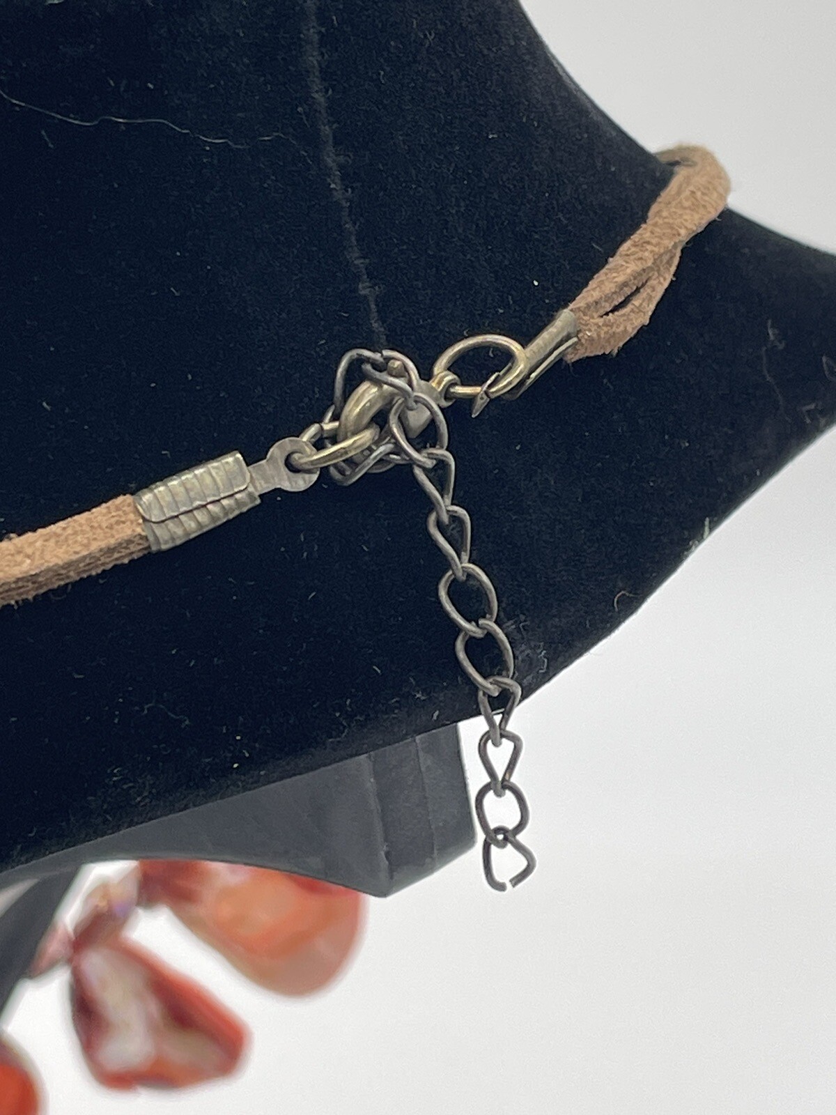 Red Pink Shell Necklace Double String Leather Cord - image 8