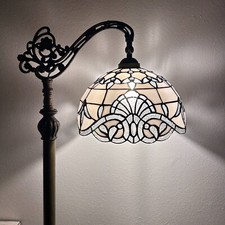 Tiffany Style Floor Lamp White Stained Glass Gooseneck Adjustable 63"H*20"W*12"D
