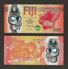 FIJI 100 Cents 2023, P-124 Year of The Dragon, Polymer Commemorative, UNC Grade