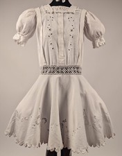 VICTORIAN 19TH C HAND EMBROIDERED PIQUE CHILD S DRESS W EYELET HOLES