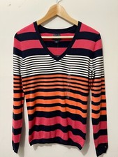 TM015 NWT TOMMY HILFIGER V NECK STRIPE WOMEN SWEATER SIZE XS, S 59.50