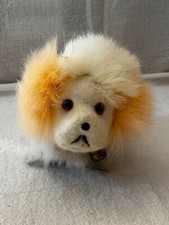 ANTIQUE WIND UP JUMPING DOG PUPPY JAPAN FUR COVERED TIN LITHO TOY VINTAGE POM