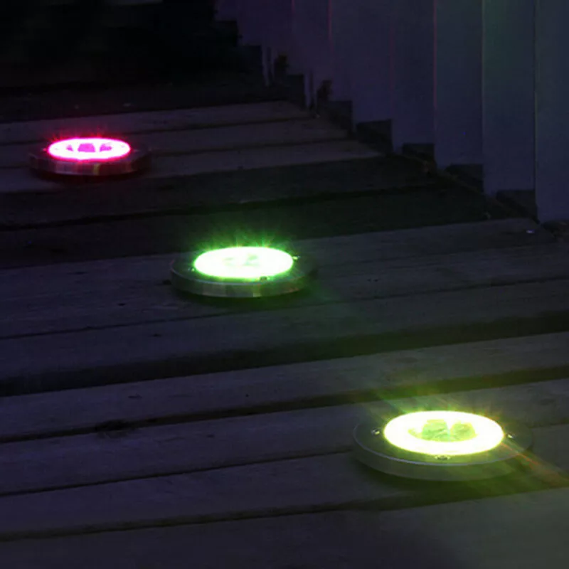 LED Solar Ground Lights Yard Garden Pathway Outdoor Disk Lights Color Changing - Image 3 of 4