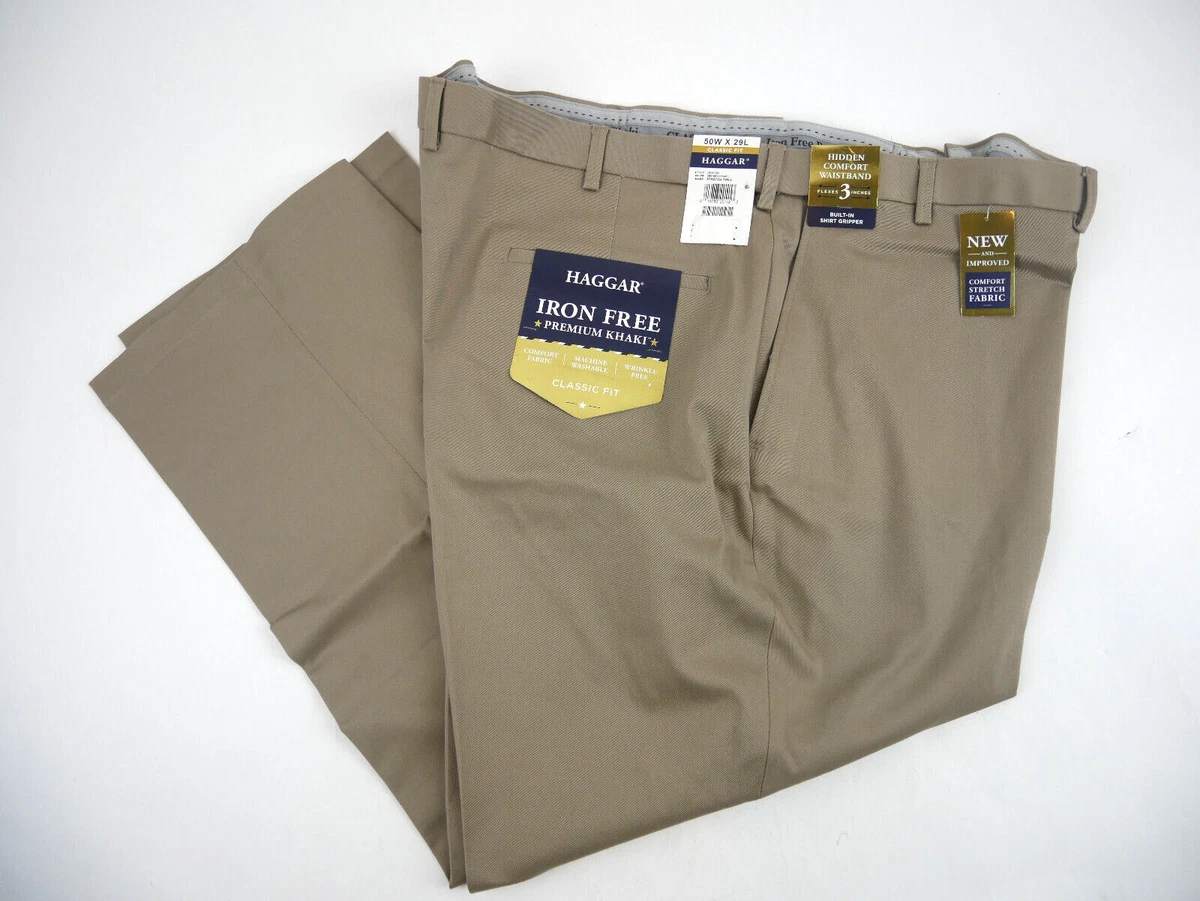 haggar iron free premium khaki classic fit flat front