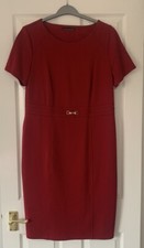 Fab David Emanuel, Bon Marche Fitted, Red Jersey Dress, Size 16 Xmas/Party