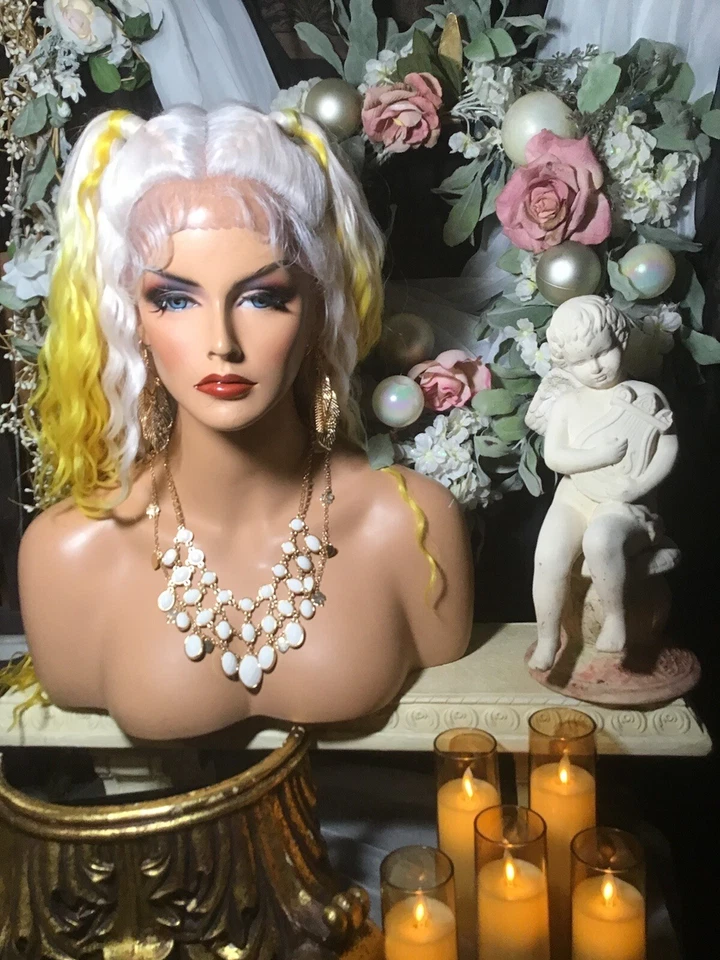 ÚNICA COMIDA ÁNGEL/GLASSEADO DE LIMÓN, 2 1/2 colas de caballo, frente de encaje, peluca Foto 2 de 4