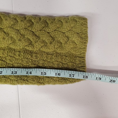 Maglione donna artigianale Inis lana merino Irlanda girocollo maglia cavo verde taglia M - Foto 15 di 15