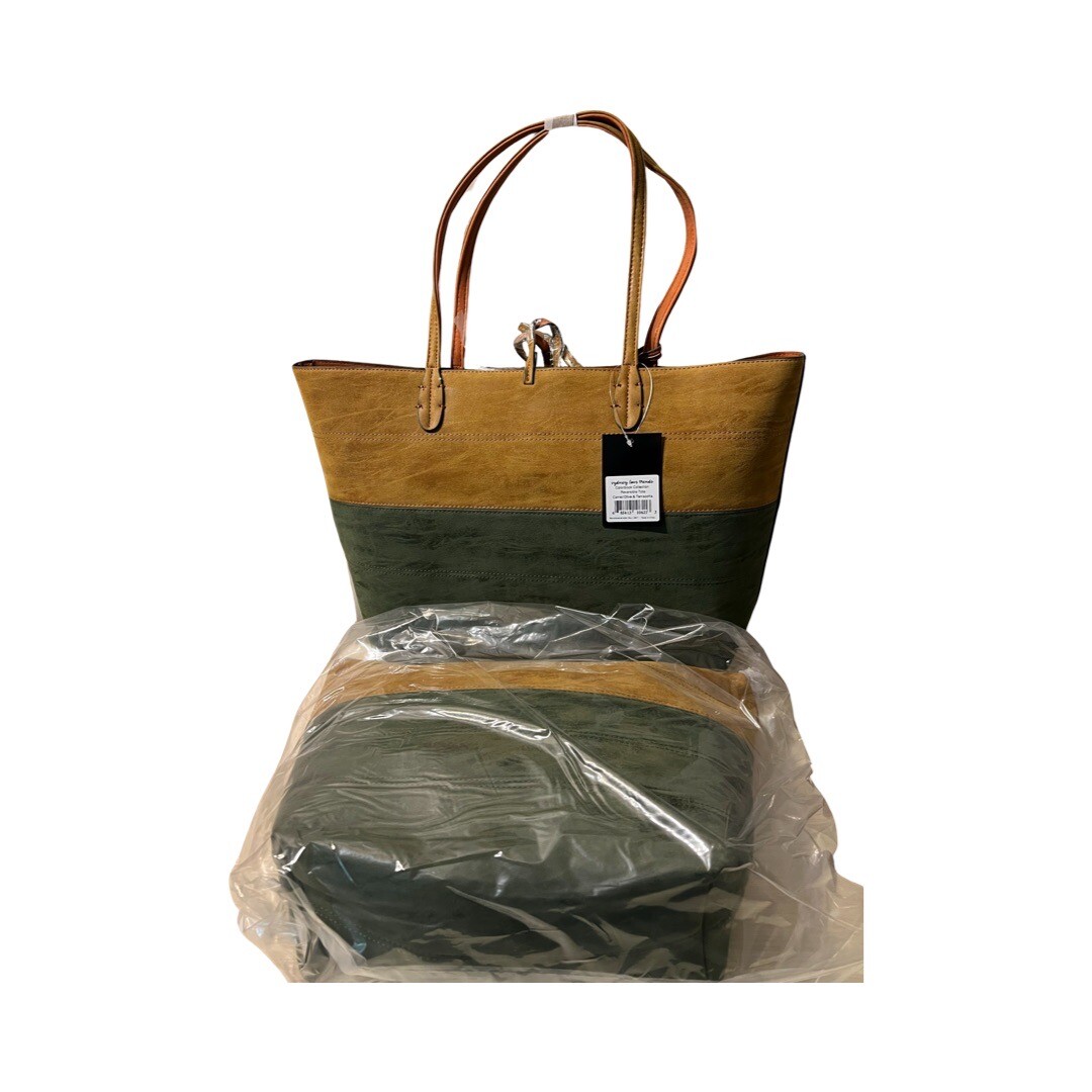Sydney Love Reversible Vegan Leather Large Shoulder Tote Bag Olive