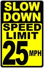 Slow Down Speed Limit 25 MPH Sign. Size Options. Miles Per Hour Drive Slowly