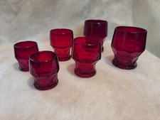 Georgian Viking Honeycomb Red Glasses Juice/Wine - Vintage set of 6