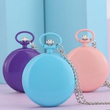 Multicolor Smooth Case Unisex Quartz Analog Pocket Watch Roman Number Chain Gift