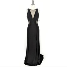NEW Morgan & Co Mesh Mermaid Maxi Dress Black 5/6 prom wedding formal gala