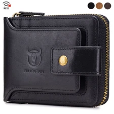 Men's Genuine Leather Wallet Coin Purse RFID BLOCKING ID Card Holder Cowhide AAU