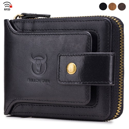 Men Genuine Leather RFID Anti-theft Organ Shape Multi-card Slots Coin Purse Card Wallet