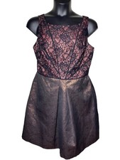Lovely By Adrianna Papell Lace Size 16 Metallic Bronze Dress Boho Fairy Formal
