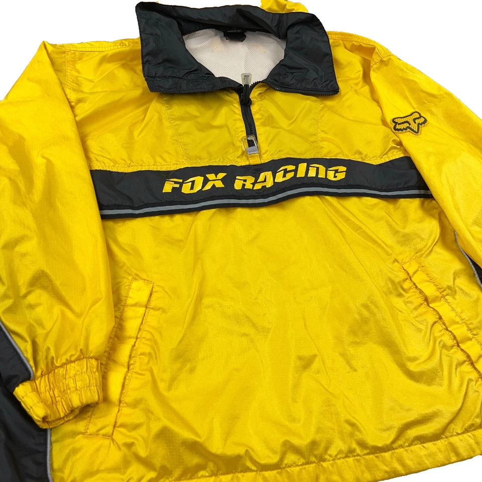 Fox Racing Jacket Men Large Yellow Pullover Windbreaker Motocross Vintage Y2K - Image 3 of 4