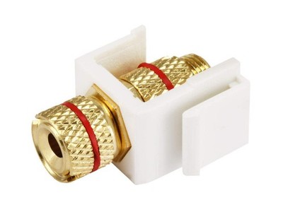 Monoprice Keystone Jack - Banana with Red Ring (Screw Type), White