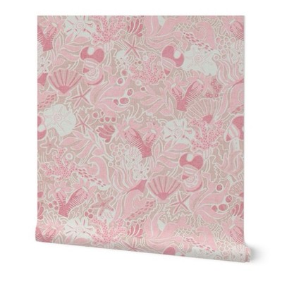 NWT SPOONFLOWER Pre Pasted Wallpaper RockPool Texture Pink Beige 1 Roll 2  x 12 