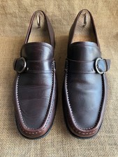 SALVATORE FERRAGAMO Mens Brown Leather Slip On Loafers Size US 9 EE UK 8