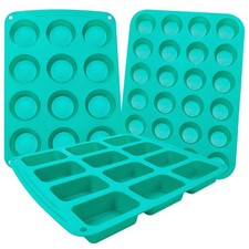 Paquete de 4 Juego de utensilios para hornear molde de silicona para magdalenas cupcakes tarta brownie diferente...