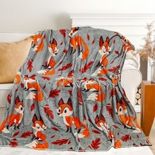 Cute Fox Blanket for Women Girls Kids Adults 50 x 60, Flannel Throw for Sofa ...