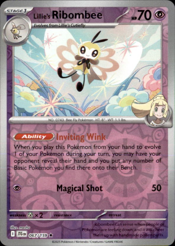 Pokemon Lillie's Ribombee 67/159 Journey Together Reverse Holo 2 Card Lot