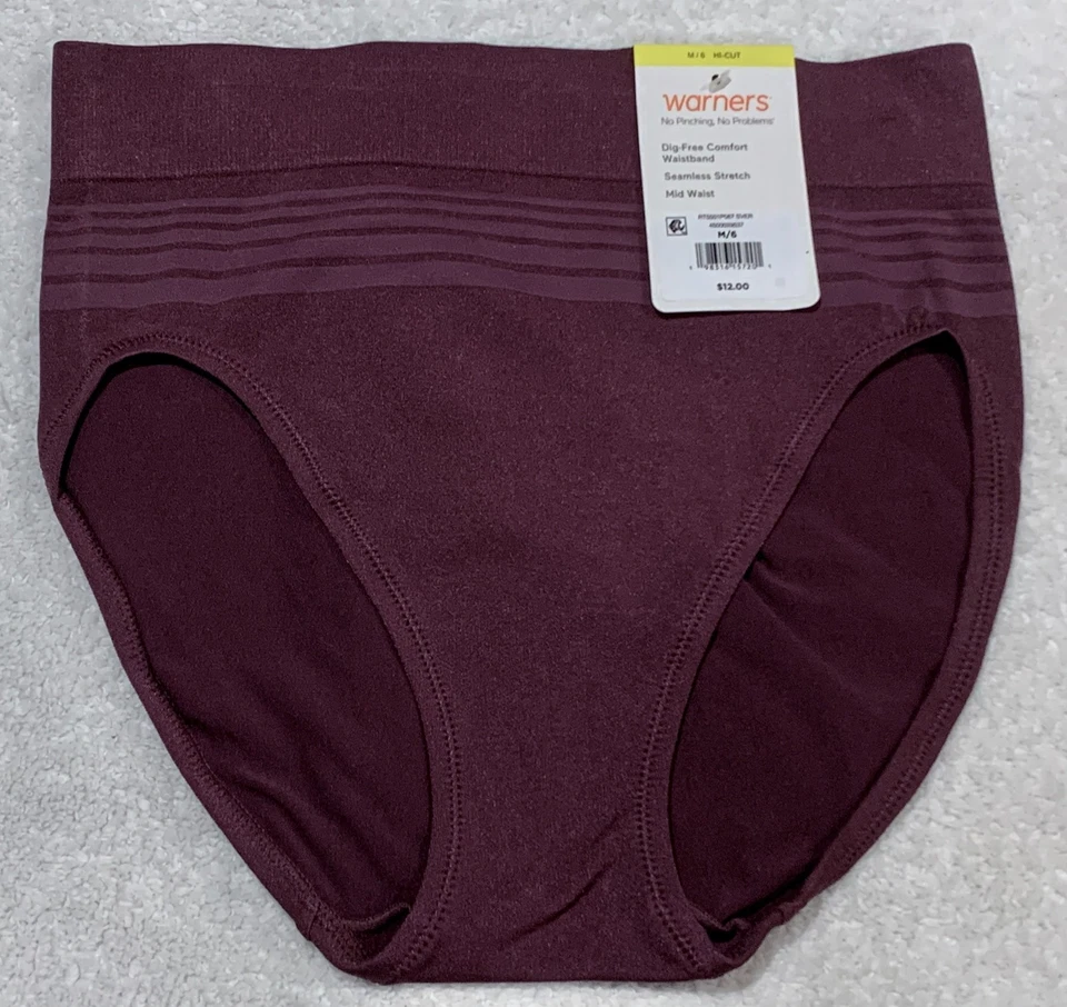 Calcinha feminina WARNERS sem beliscar sem problemas sem costura Burgandy corte alto M 6 2XL 9 - Imagem 3 de 4