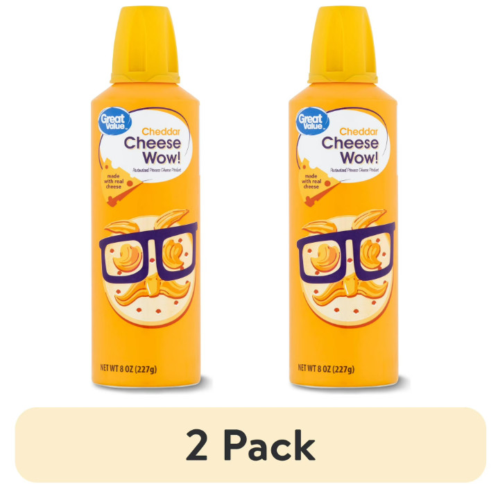 (2 pack) Great Value Cheese Wow! Spray Cheese, Cheddar, 8 oz...