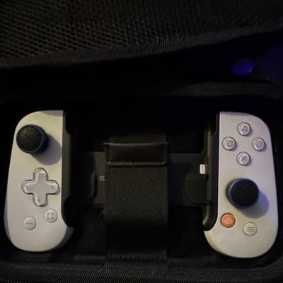Backbone Joy-Con Style Mobile Controller Pair w/ Grip Attachment, White W/ case