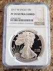 2017-W American Proof Silver Eagle, NGC PF-70, NGC Brown Label