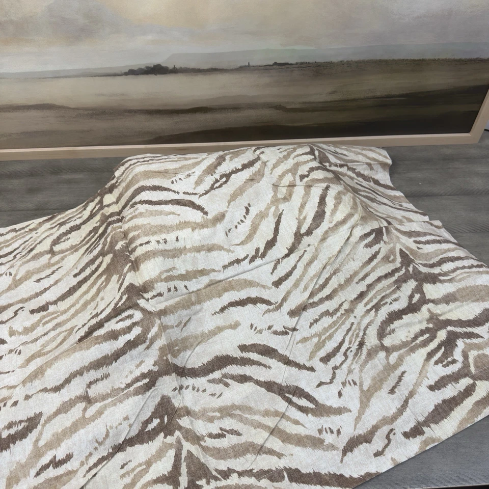 Pottery Barn Safari Theme Zebra Print Full/Queen Duvet Cover+(1) King Sham Tan - Image 3 of 4