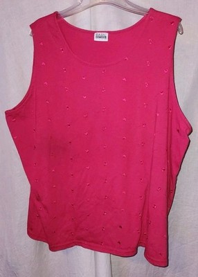 VTG Basic Editions Plus 3X Red Heart Tank Top Poly Cotton Blend