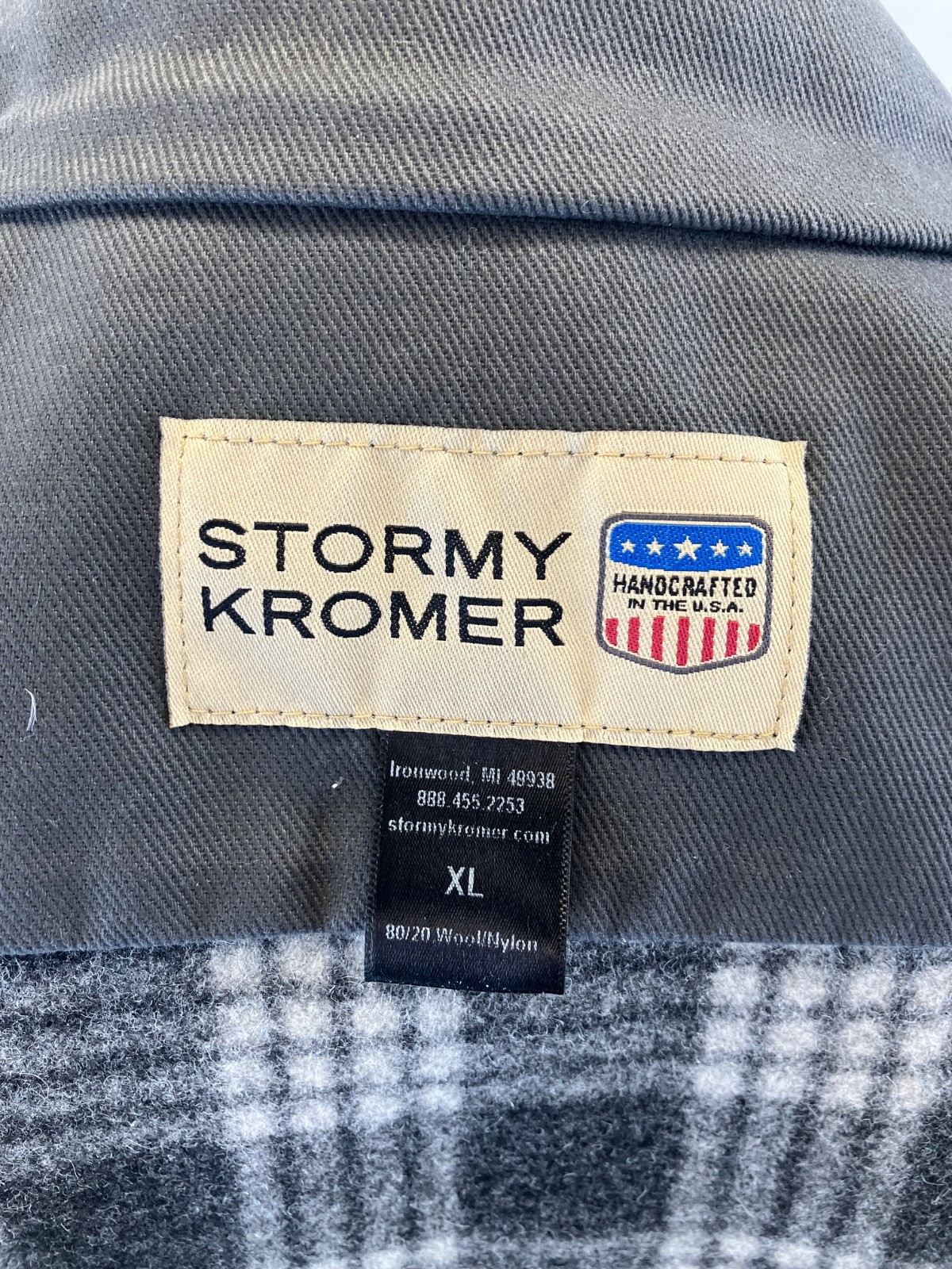 STORMY KROMER Size XL Gray/White Plaid Wool/Nylon… - image 5