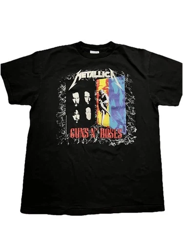 90s Metallica Guns N Roses Tour Shirt XL Tultex Blan 1990s vintage concert t-shirt, vintage, size XL, single stitch, B+ condition