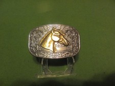 Vintage HORSE-HEAD Silverplate Belt Buckle. 3" x 2".
