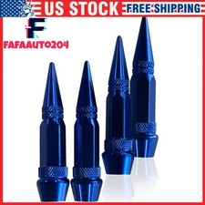 4 Pcs Blue Aluminum Metal Long Billet Spike Tire Wheel Valve Stem Caps 2.4