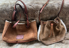 Borsa a secchiello e tote bag UGG in camoscio e shearling (usata)
