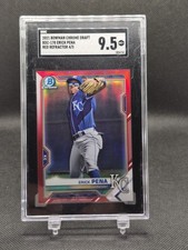 2021 Bowman Draft Erick Pena Chrome True Red Refractor /5 Royals SGC 9.5