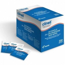 Clinell Alcohol Skin Sanitiser Wipes 2% Chlorhexidine - 200 Wrapped Sachets